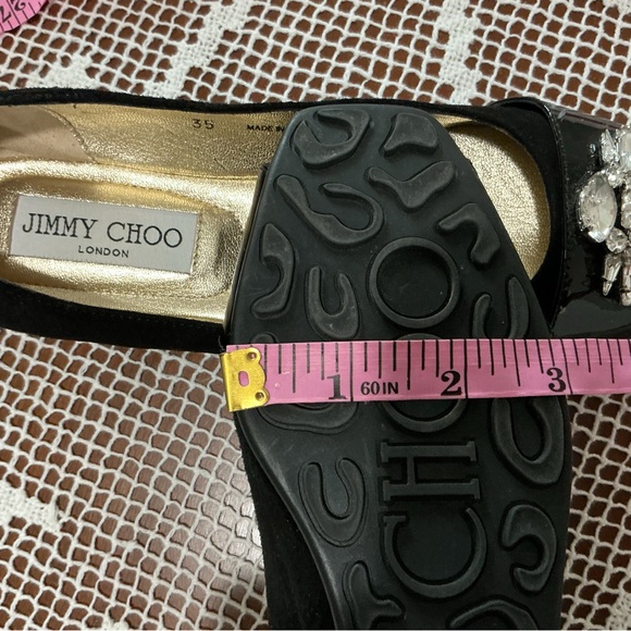 Jimmy Choo Black and Silver Embellished Flats - Picture 10 of 12